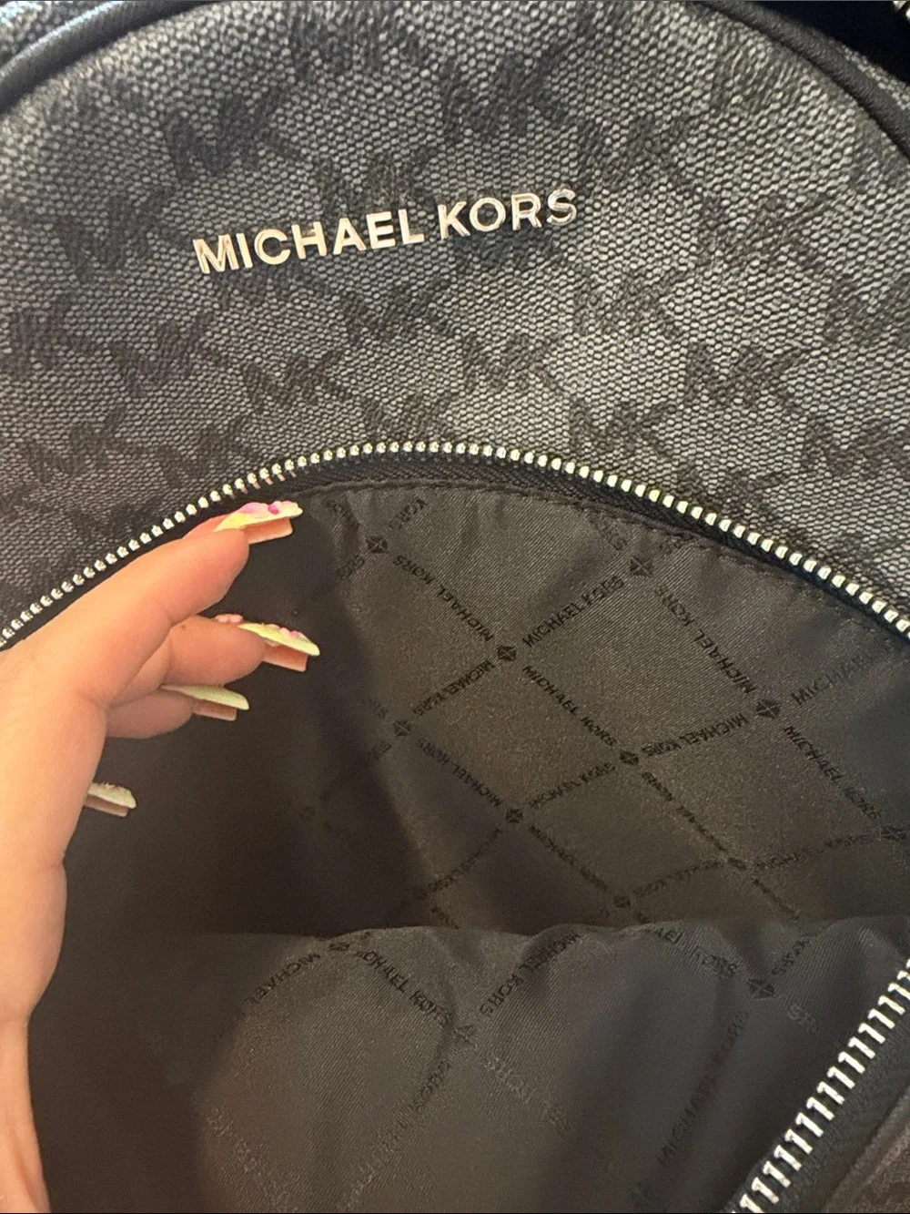Michael Kors Gray & Black Signature Mini Backpack